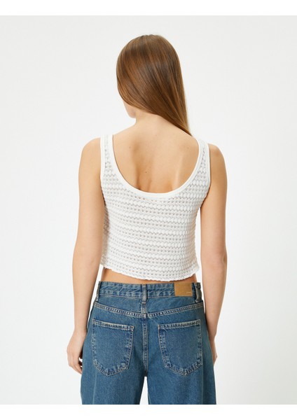 Crop Atlet Önü Kopçalı Ajurlu U Yaka Kalın Askılı fırsatları