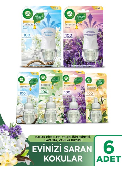 Elektrikli Oda Kokusu Set ( 1 Kıt Temizliğin Esintisi +1 Kıt Lavanta + 4 Çeşit Yedek)