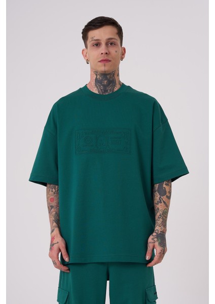 Erkek Machinist Dollar Basic Oversize Petrol Yeşili Tişört