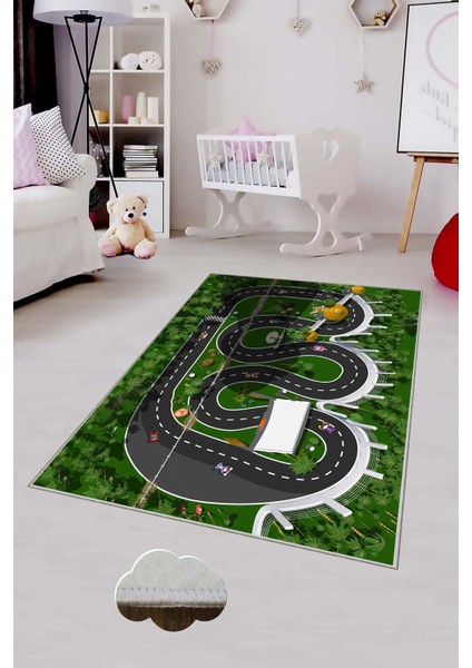 Desenli Renkli Dijital Baskı Yıkanabilir Kaymaz Taban Modern Çocuk Halısı ve Yolluk.