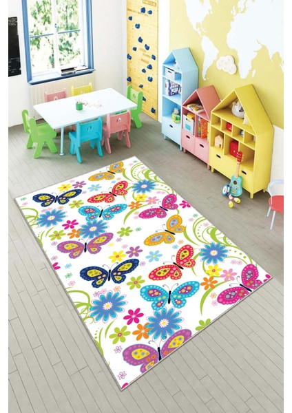 Desenli Renkli Dijital Baskılı Yıkanabilir Kaymaz Taban Modern Mutfak Halısı (Süngersiz)