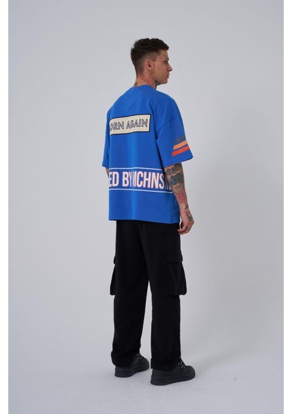 Erkek Inspired By Machinist Baskılı Oversize Açık Mavi Tişört fırsatları
