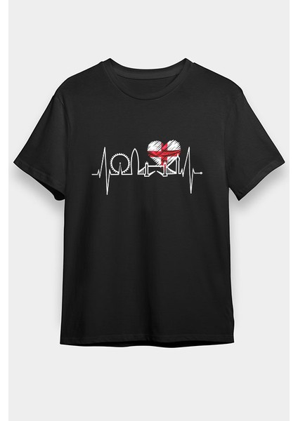Büyük Britanya Ingiltere Siyah Unisex Tişört T-Shirt