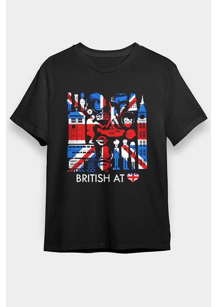 Büyük Britanya Ingiltere Siyah Unisex Tişört T-Shirt
