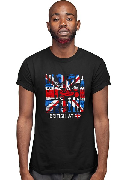 Büyük Britanya Ingiltere Siyah Unisex Tişört T-Shirt modelleri