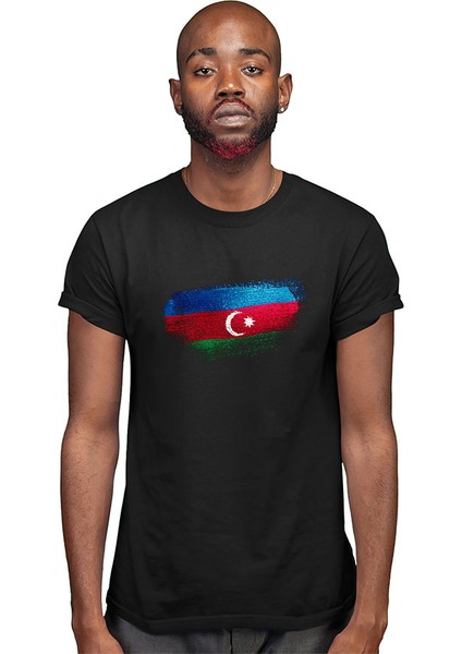 Azerbaycan - Azerbaijan Siyah Unisex Tişört T-Shirt modelleri