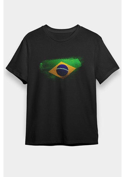 Brezilya - Brazil Siyah Unisex Tişört T-Shirt