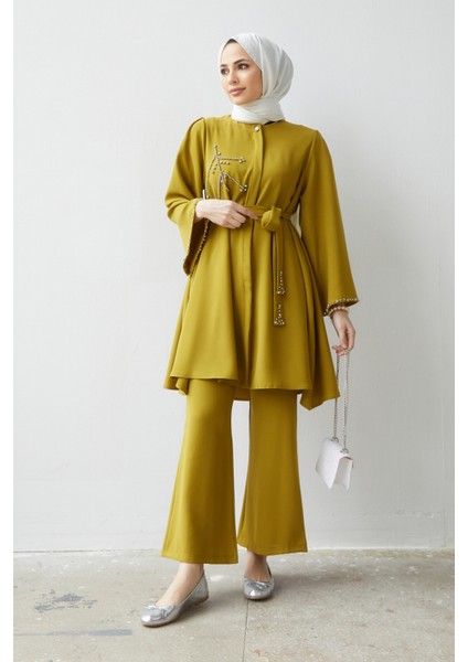 Luna Taş Işlemeli Takım - Yağ Yeşili modelleri