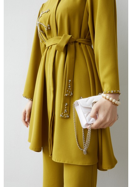 Luna Taş Işlemeli Takım - Yağ Yeşili fırsatları