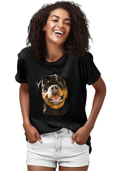 Sevimli Dostum Rottweiler Siyah Unisex Tişört T-Shirt fiyatları