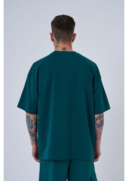 Erkek Mac Blanket Oversize Petrol Yeşili Tişört