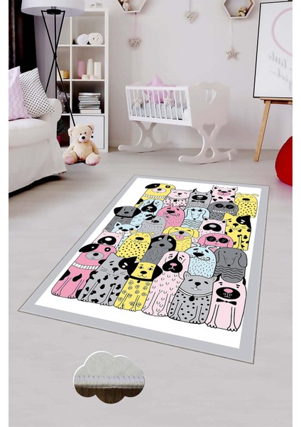 Desenli Renkli Dijital Baskılı Yıkanabilir Kaymaz Taban Modern Mutfak Halısı (Süngersiz)