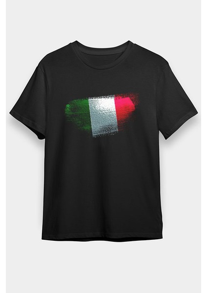 Italya - Italy Siyah Unisex Tişört T-Shirt