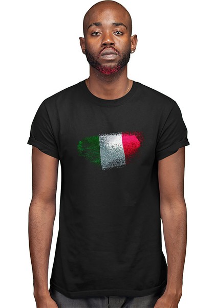 Italya - Italy Siyah Unisex Tişört T-Shirt modelleri