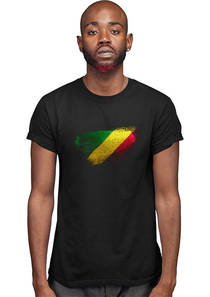 Kongo - Republic Congo Siyah Unisex Tişört T-Shirt modelleri