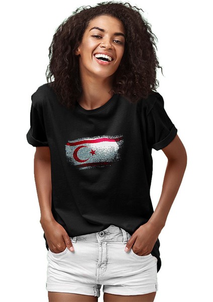 Kuzey Kıbrıs Türk Cumhuriyeti - Northern Cyprus Siyah Unisex Tişört T-Shirt fiyatları