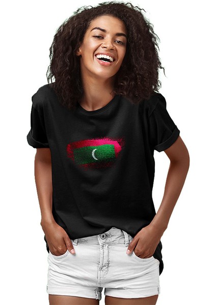 Maldivler - Maldives Siyah Unisex Tişört T-Shirt fiyatları