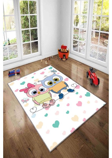 Ekonomik Desenli Renkli Dijital Baskı Yıkanabilir Kaymaz Taban Modern Çocuk Halısı.(Süngersiz)