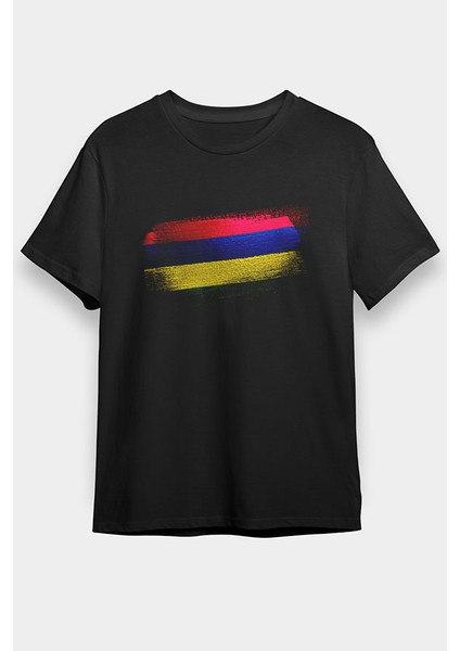 Mauritius Siyah Unisex Tişört T-Shirt