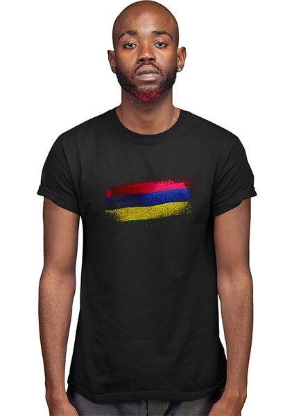 Mauritius Siyah Unisex Tişört T-Shirt