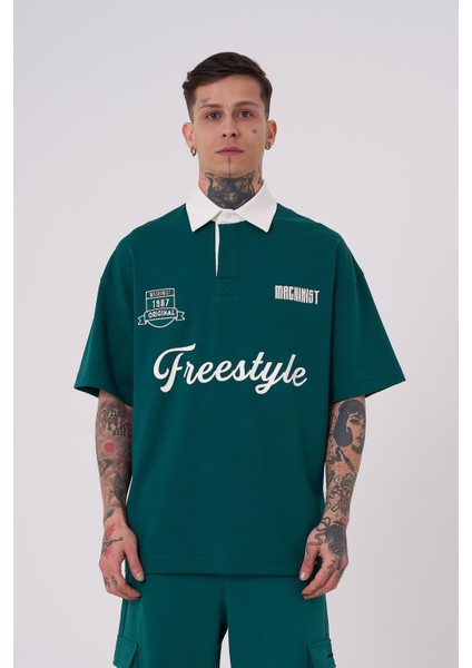 Erkek Freestyle Polo Yaka Petrol Yeşili Tişört