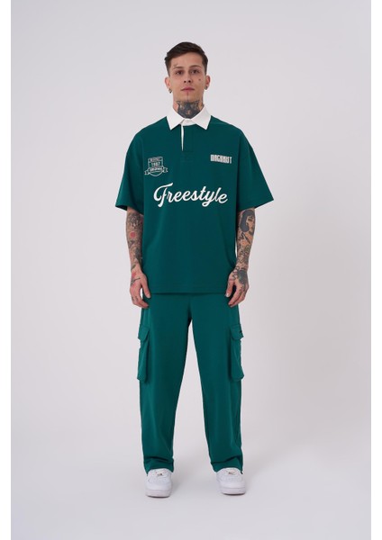 Erkek Freestyle Polo Yaka Petrol Yeşili Tişört