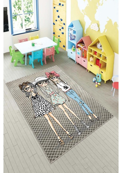 Desenli Renkli Dijital Baskı Yıkanabilir Kaymaz Taban Modern Çocuk Halısı ve Yolluk.