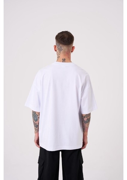 Erkek Believe Me Baskılı Oversize Beyaz Tişört modelleri