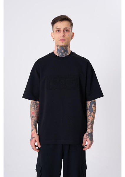 Erkek Machinist Dollar Basic Oversize Siyah Tişört