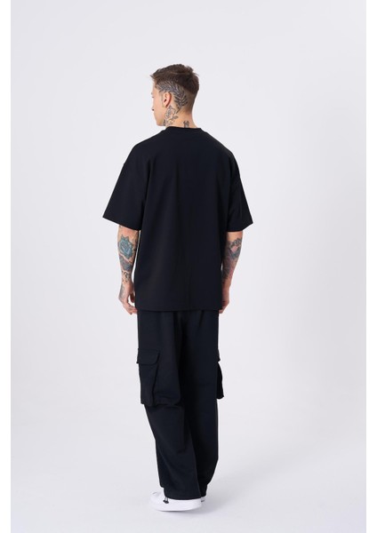 Erkek Machinist Dollar Basic Oversize Siyah Tişört