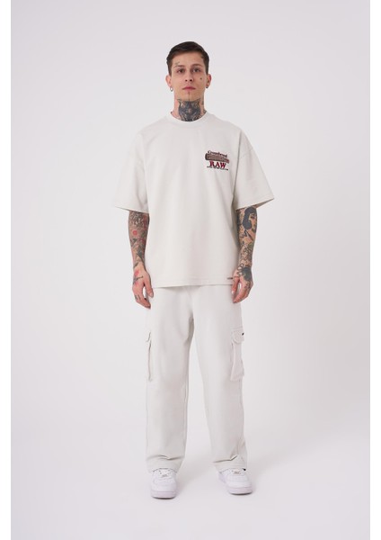 Erkek Raw Crossbreed Detaylı Oversize Gri Tişört modelleri