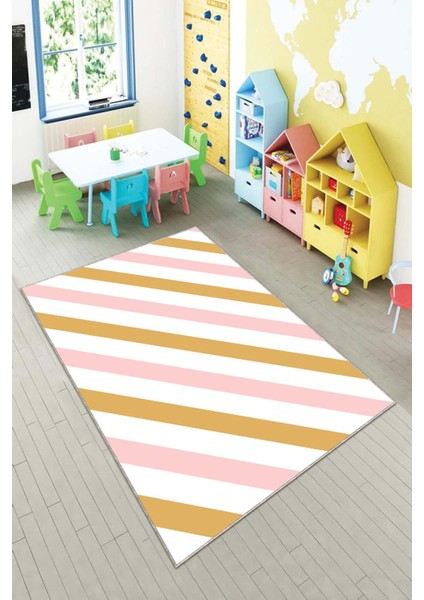 Desenli Renkli Dijital Baskılı Yıkanabilir Kaymaz Taban Modern Mutfak Halısı (Süngersiz)