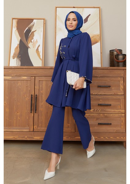 Luna Taş Işlemeli Takım - Indigo fırsatları