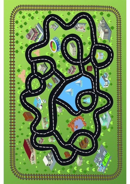 Ekonomik Desenli Renkli Dijital Baskı Yıkanabilir Kaymaz Taban Modern Çocuk Halısı.(Süngersiz) fiyatları