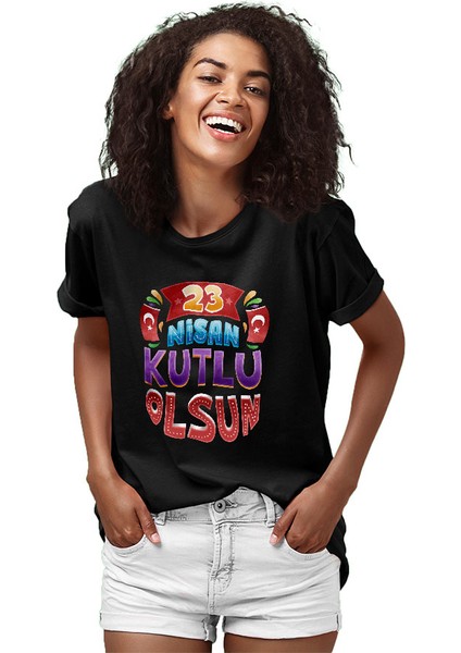 23 Nisan Ulusal Egemenlik ve Çocuk Bayramı Siyah Unisex Tişört T-Shirt fiyatları