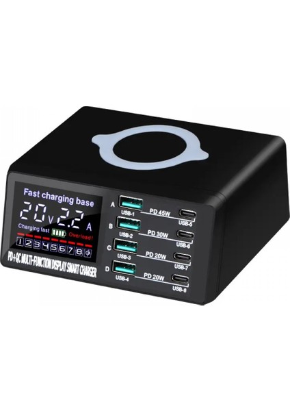 WLX-X9D 8 Port Kablosuz Qc3 Hızlı Şarj Aleti+4 USB 4 Type-C 110W
