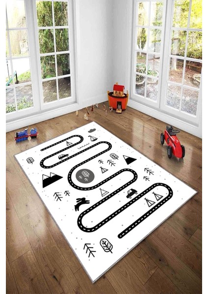 Ekonomik Desenli Renkli Dijital Baskı Yıkanabilir Kaymaz Taban Modern Çocuk Halısı.(Süngersiz) fiyatları