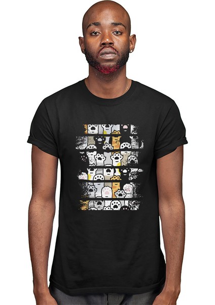 Kedi Patileri Siyah Unisex Tişört T-Shirt modelleri