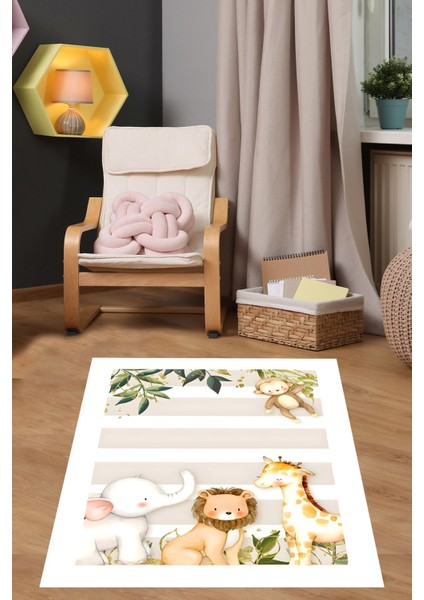 Sevimli Hayvanlar Soft Pembe Aslan Yıkanabilir Kaymaz Taban Leke Tutmaz Çocuk Odası Halısık