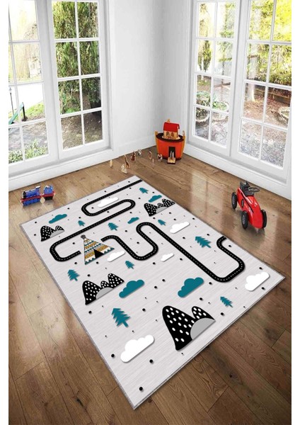 Ekonomik Desenli Renkli Dijital Baskı Yıkanabilir Kaymaz Taban Modern Çocuk Halısı.(Süngersiz) fiyatları