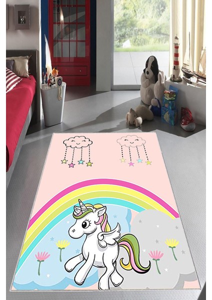 Desenli Renkli Dijital Baskı Yıkanabilir Kaymaz Taban Modern Çocuk Halısı ve Yolluk.