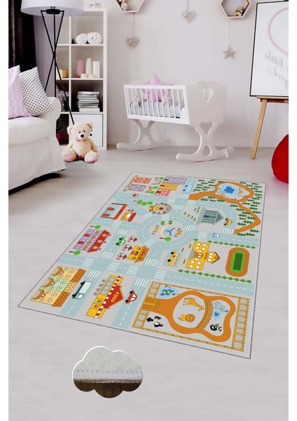 Desenli Renkli Dijital Baskılı Yıkanabilir Kaymaz Taban Modern Mutfak Halısı (Süngersiz)