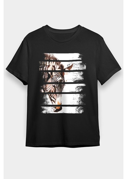 Zebra Siyah Unisex Tişört T-Shirt