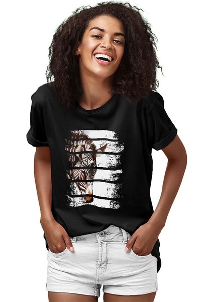 Zebra Siyah Unisex Tişört T-Shirt