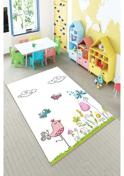 Desenli Renkli Dijital Baskı Yıkanabilir Kaymaz Taban Modern Çocuk Halısı ve Yolluk.