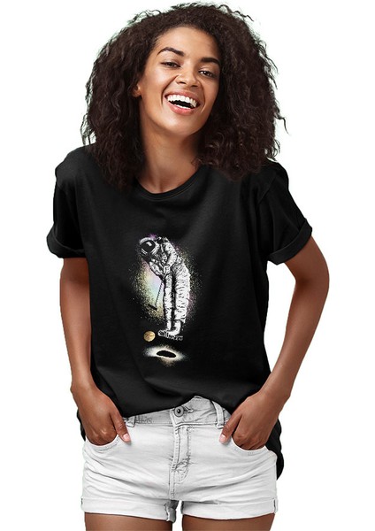 Golf Oynayan Astronot Siyah Unisex Tişört T-Shirt fiyatları