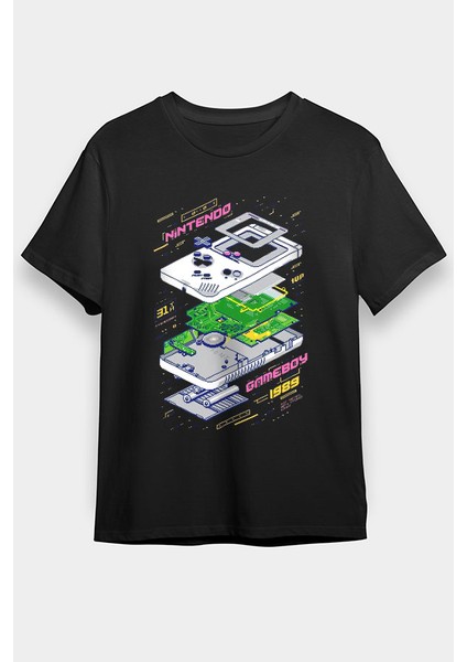 Retro Gameboy Siyah Unisex Tişört T-Shirt