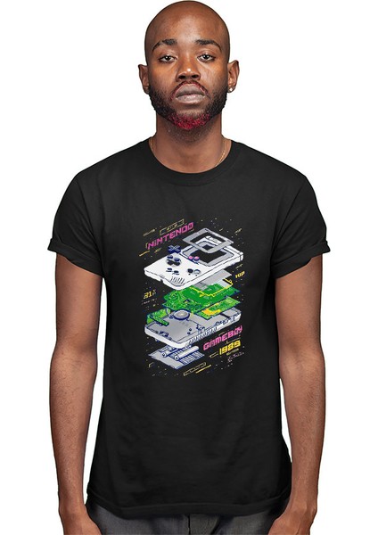 Retro Gameboy Siyah Unisex Tişört T-Shirt