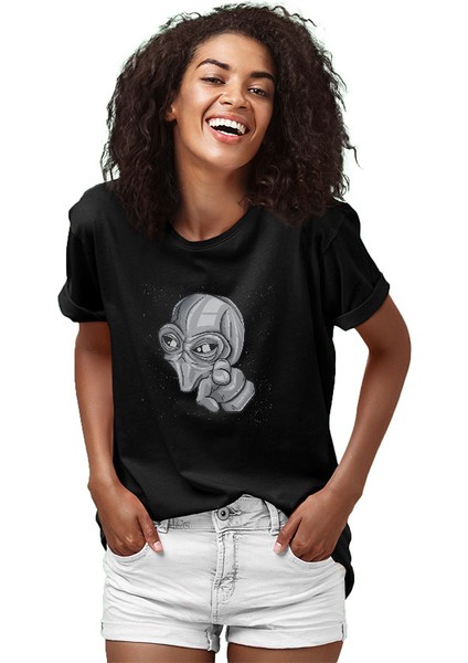 Işaret Eden Alien Siyah Unisex Tişört T-Shirt