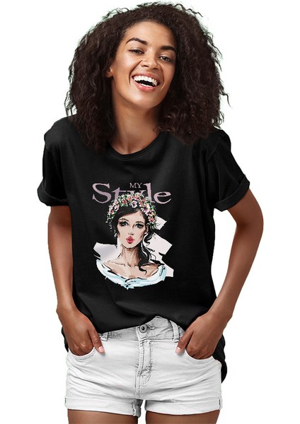 Benim Stilim Kadın Siyah Unisex Tişört T-Shirt